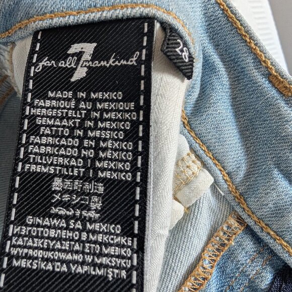 7 For All Mankind The High Waist Ankle Skinny Jeans with Rainbow Fringe Size 28 - Picture 8 of 10